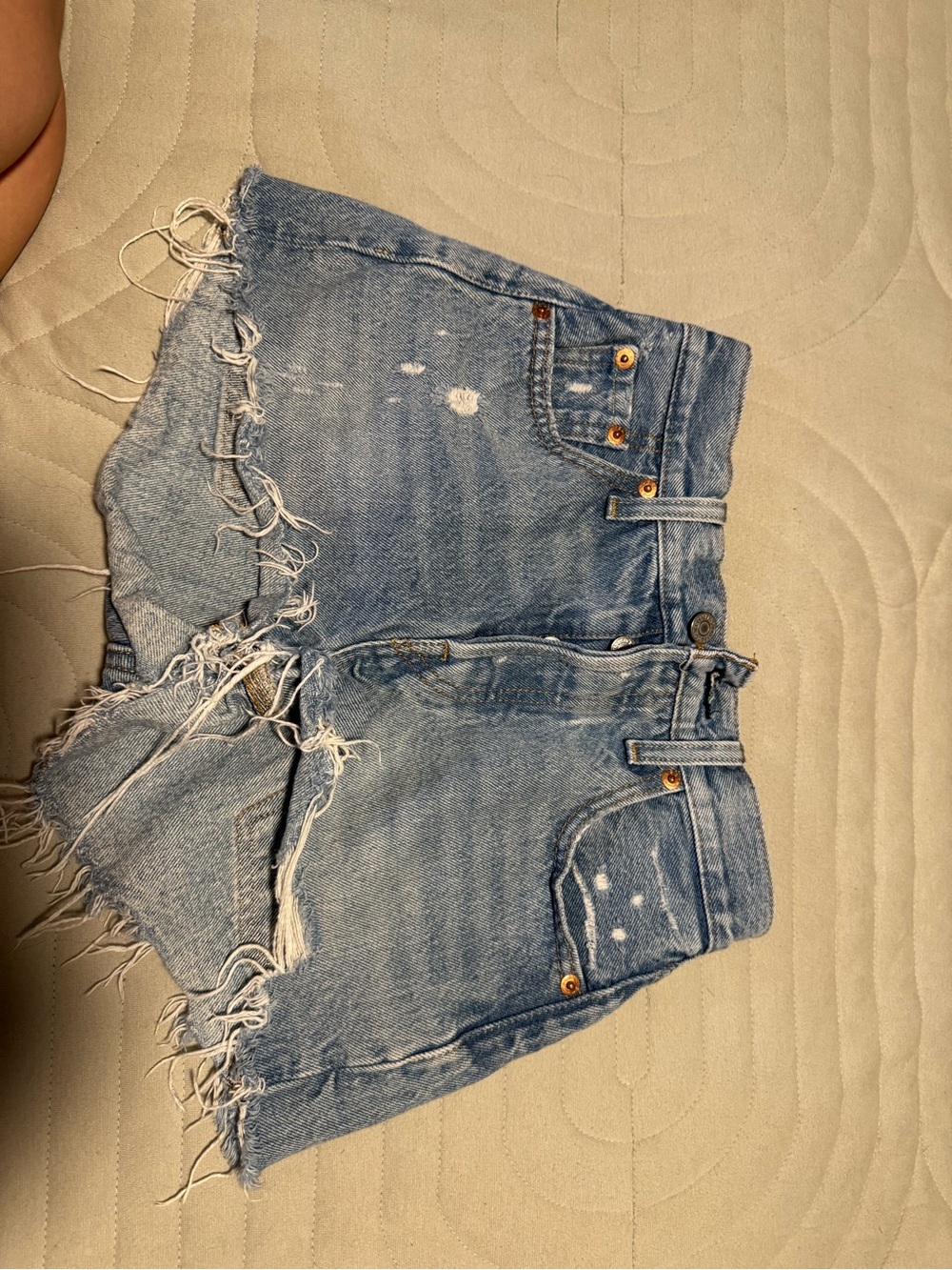 Levi's Light Blue Distressed Denim Cutoff Shorts